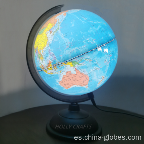 Globo terráqueo preciso iluminado con latitud y longitud
